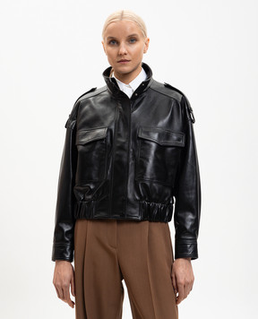 Babe Pay Pls Черная кожаная куртка с накладными карманами 2605PUFF