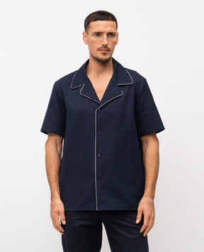 Balmain Синя сорочка в брендовий візерунок GH1HN138CG50