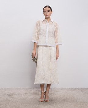 Peserico Біла блуза із шовком з вишивкою A0637303701