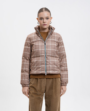 Woolrich Бежева пухова куртка в клітинку CFWWOU2062FRUT5093
