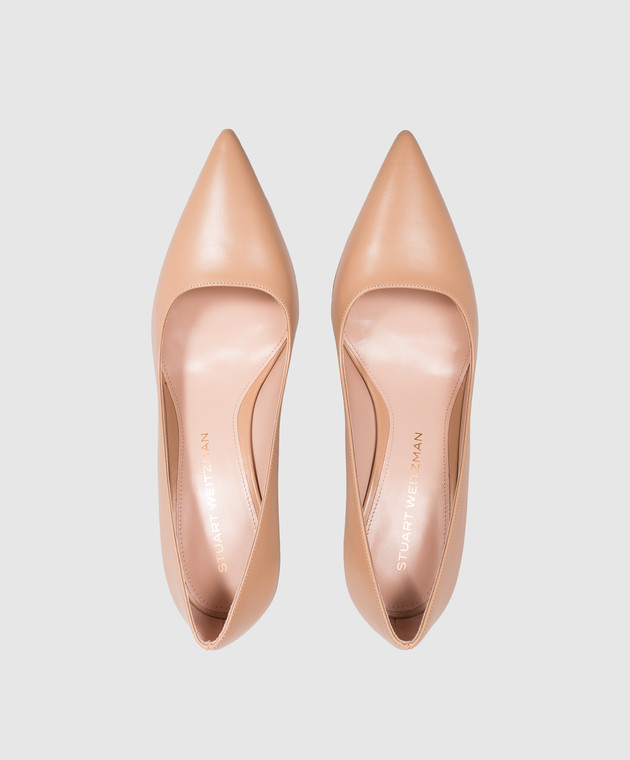 Stuart Weitzman Бежевые кожаные туфли STUART POWER SK328 изображение 4
