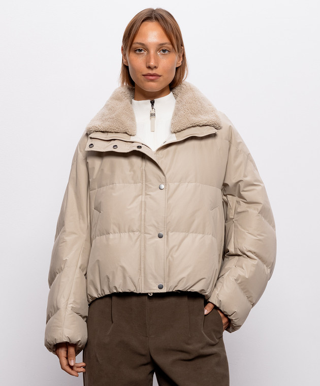 Brunello Cucinelli Бежевый пуховик с воротником MH5257474 изображение 3