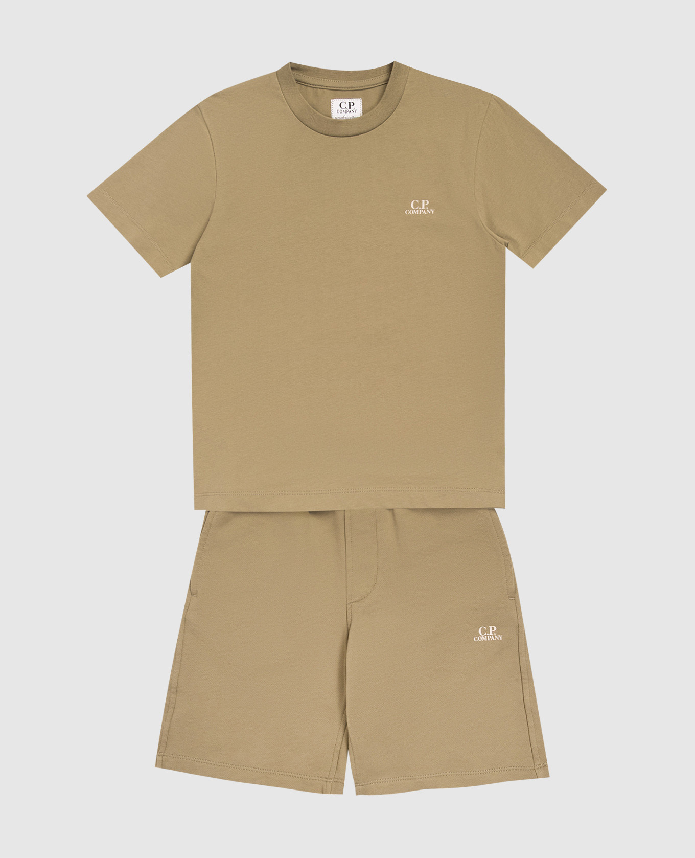 Детский костюм цвета хаки с принтом логотипа