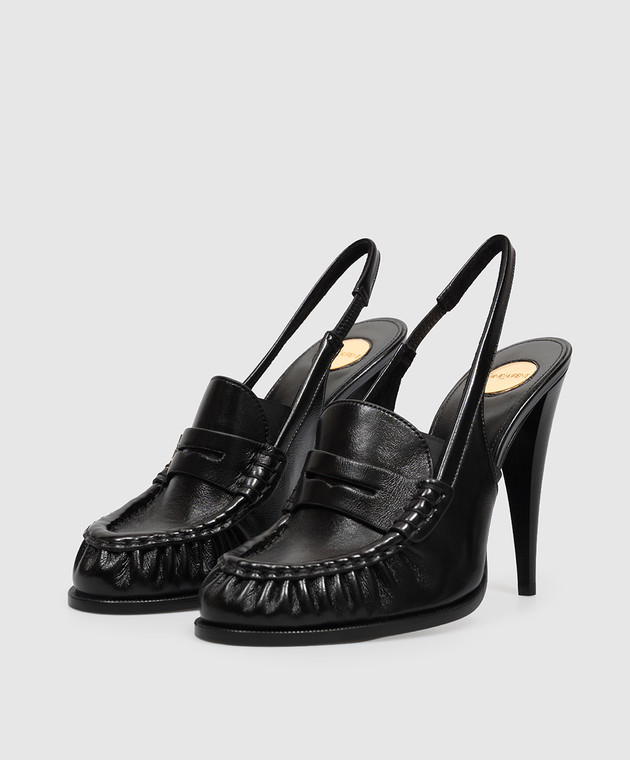 Saint Laurent Черные кожаные слингбеки LE LOAFER A001EHAAGXE изображение 2