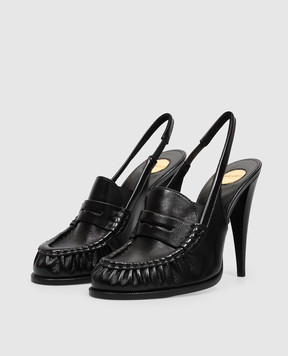 Saint Laurent Чорні шкіряні слінгбеки LE LOAFER A001EHAAGXE