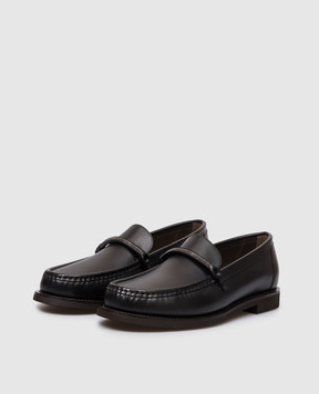 Brunello Cucinelli Черные кожаные лоферы с цепочкой мониль MZMGG3314P