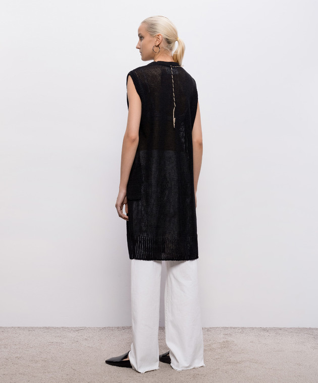 Intoca Черный удлиненный жилет из льна 261LILLVEL0103 изображение 4