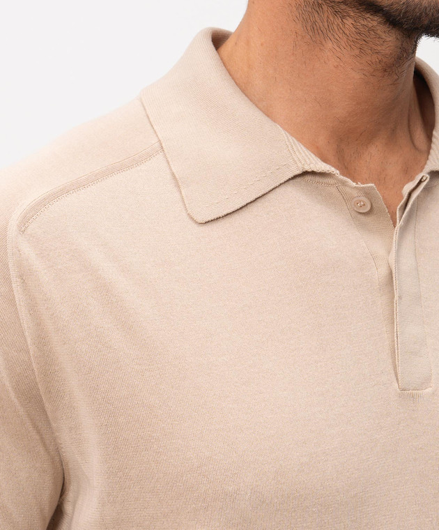 Sease Бежевое поло с длинными рукавами KP048XG106 изображение 5