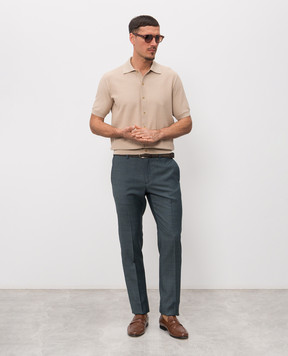 Stefano Ricci Бежева сорочка з короткими рукавами з шовком K616453PAMF26118