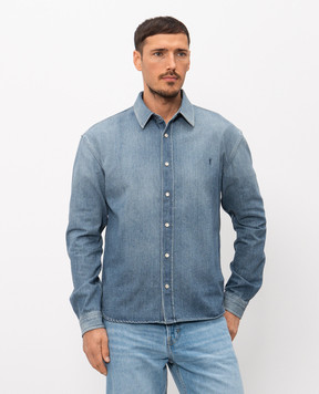 Saint Laurent Голубая джинсовая рубашка с эффектом потертости 862246Y29YA