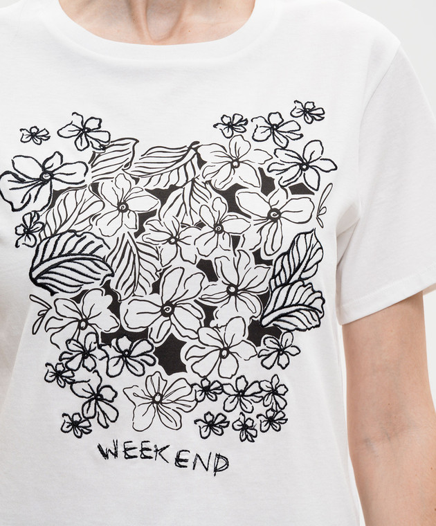 Max Mara Weekend Белая футболка BORA с цветочным принтом WKDBORA изображение 5