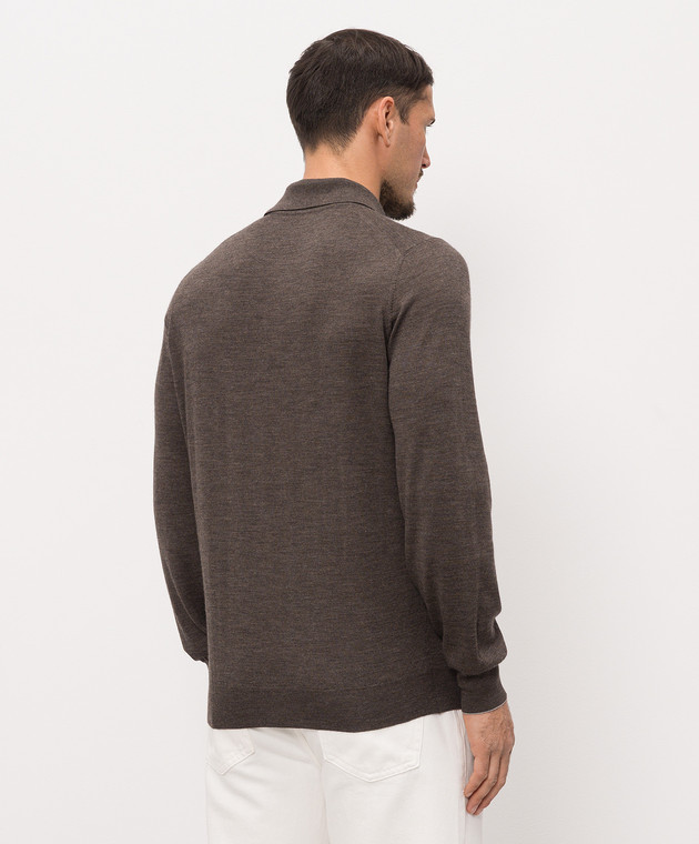 Brunello Cucinelli Поло коричневого кольору з вовни та кашеміру M2400295 зображення 4