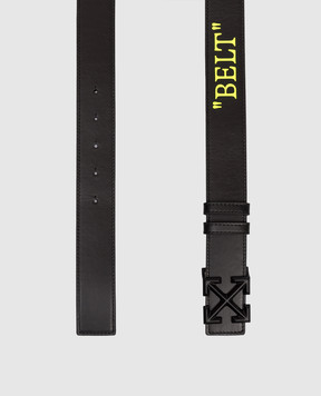 Off-White Чорний двосторонній шкіряний ремінь з емблемою OMRB14GF25LEA002