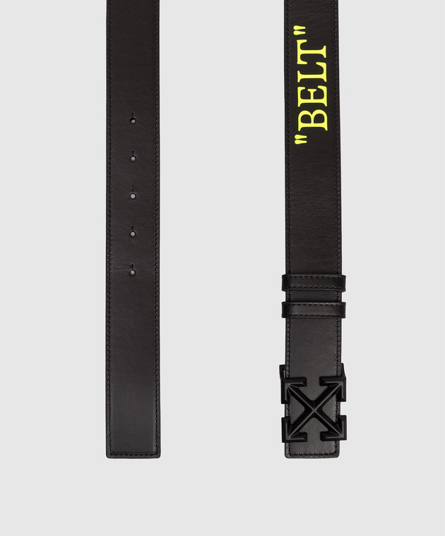 Off-White Чорний двосторонній шкіряний ремінь з емблемою OMRB14GF25LEA002 зображення 3