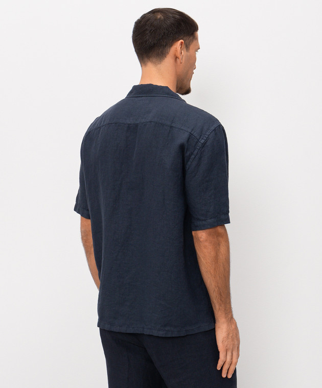 Peserico Синяя рубашка с короткими рукавами из льна R56049T002494 изображение 4