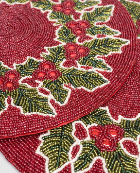 Lamart Набір червоних декоративних різдвяних столових килимків з бісеру 25488