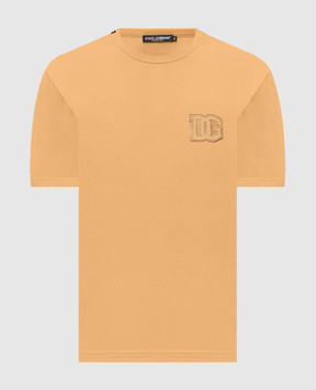 Dolce&Gabbana Коричнева футболка з нашивкою монограми G8PV1ZG7P3N