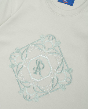 Stefano Ricci Детская зеленая футболка с вышивкой логотипа монограммы YNH6101470LUXT