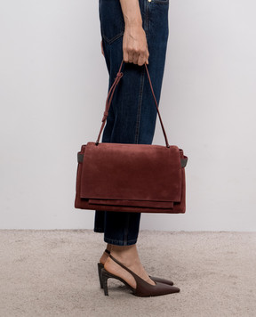 Brunello Cucinelli Бордовая замшевая сумка с цепочкой мониль MBDLB2816P