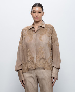 Ermanno Scervino Бежевая блуза с кружевом D482K743APEMY