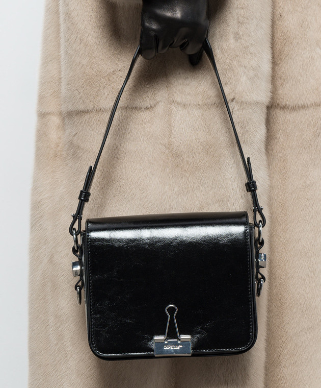 Off-White Черная кожаная глянцевая сумка Binder Flap OWWNN04F26LT01 изображение 2