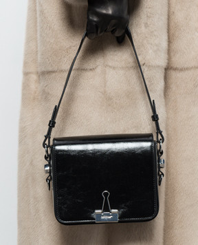 Off-White Чорна шкіряна глянцева сумка Binder Flap OWWNN04F26LT01