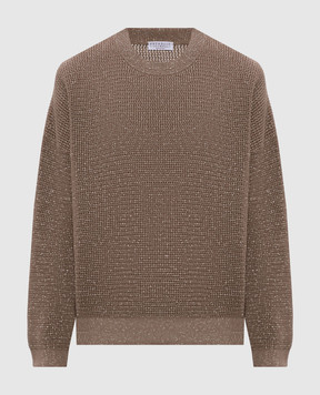 Brunello Cucinelli Коричневый джемпер с люрексом MST263300