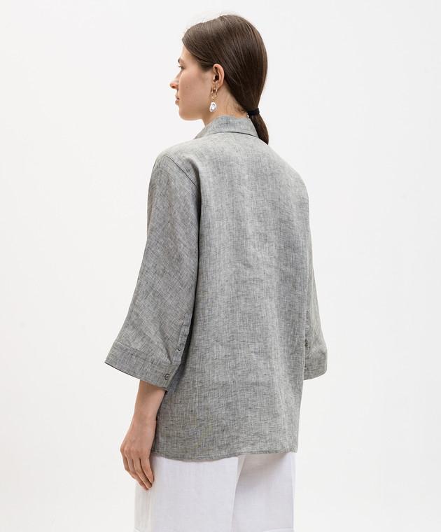 Peserico Сіра сорочка з льону з ланцюжком моніль S0649102600 зображення 4