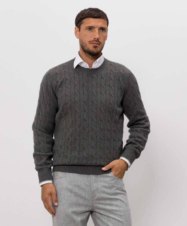 Brunello Cucinelli Серый свитер с кашемиром в узор M22707200 изображение 3
