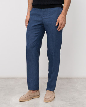 Bertolo Cashmere Сині штани з льону 611625