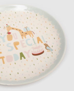 Bloomingville Бежева дитяча керамічна тарілка Celebrate 82063092