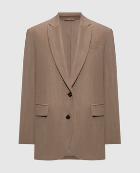 Brunello Cucinelli Коричневий жакет з льоном MH1267291