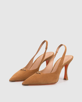 Santoni Коричневі замшеві слінгбеки з пряжкою WDBH72106HA2NHZW