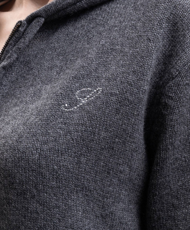 Sporty & Rich Серая спортивная куртка из кашемира и шерсти CA00282327GY34 изображение 5