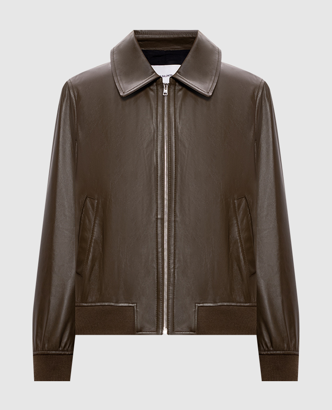 Кожаная куртка цвета хаки