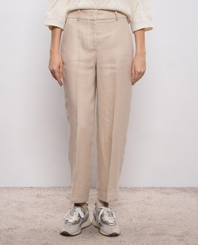 Peserico Бежевые брюки из льна A0407602606