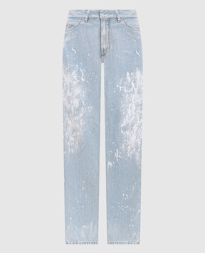 Maison Margiela MM6 Голубые джинсы с принтом в виде пятен краски S62LB0216M30055