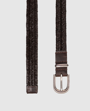 Brunello Cucinelli Коричневый кожаный плетеный ремень MAUAP271P