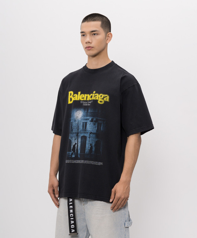 Balenciaga Чорна футболка The Address 764235TUVO6 зображення 3