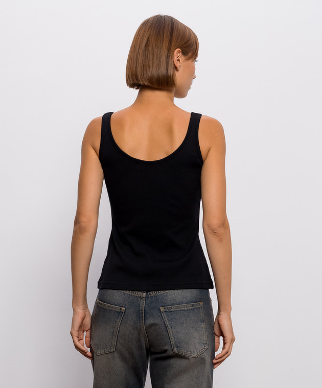 Off-White Черная майка в рубчике с вышивкой логотипа 2FA00672T изображение 4