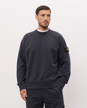 Stone Island Синий свитшот с патчем логотипа L2S156100008S0051
