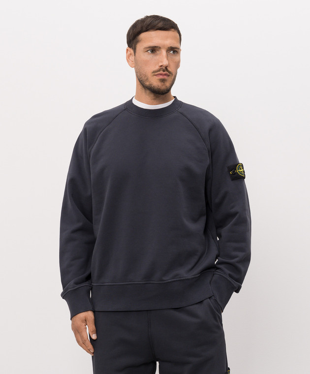 Stone Island Синий свитшот с патчем логотипа L2S156100008S0051 изображение 3