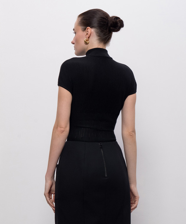 Balmain Черное боди из шерсти в рубчик HF1BC060KK06 изображение 4