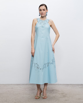 Twinset Блакитна сукня з вишивкою рішельє 261TT2032