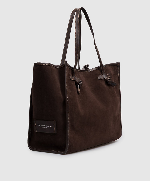 Gianni Chiarini Коричневая замшевая сумка-тоут BS8990CMPL изображение 3