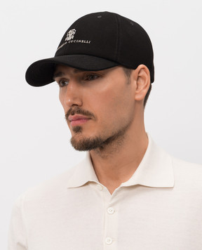 Brunello Cucinelli Чорна кепка з вишивкою емблеми M277P9850