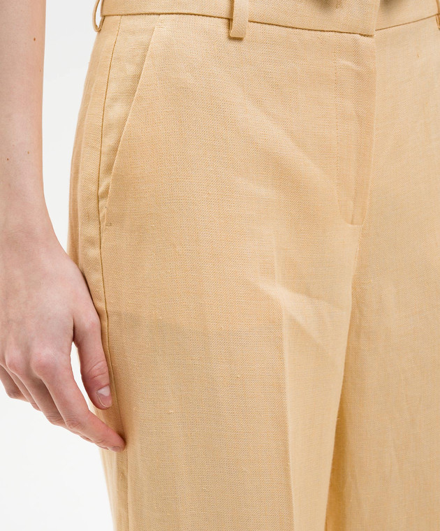 Max Mara Weekend Желтые брюки MALIZIA из льна WKDMALIZIA изображение 5