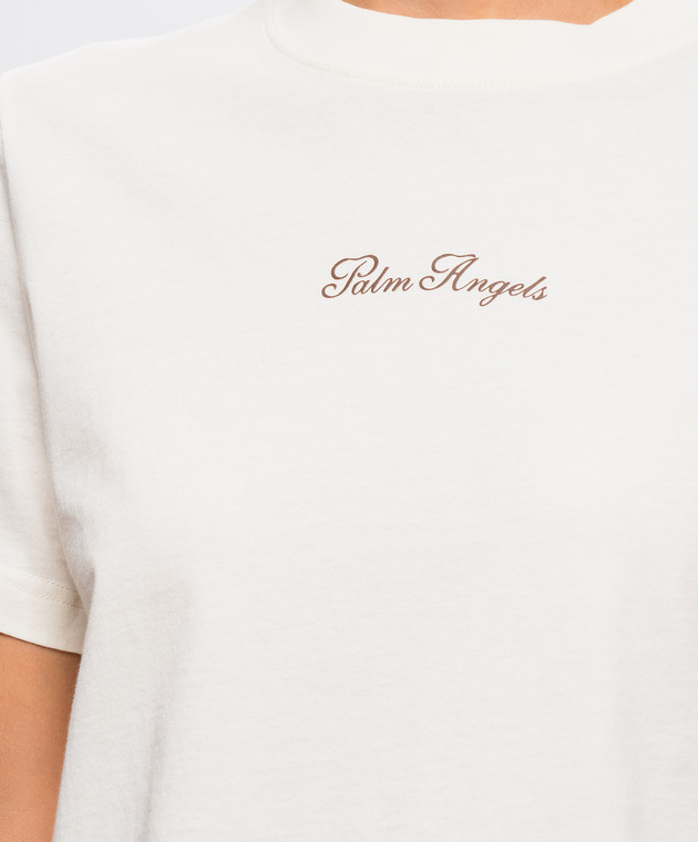 Palm Angels Футболка цвета айвори с принтом логотипа PAWAA006JR004 изображение 5