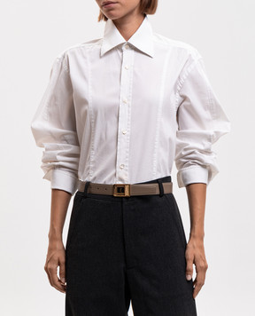 Saint Laurent Бежевый кожаный пояс Cassandre 732556AAB25