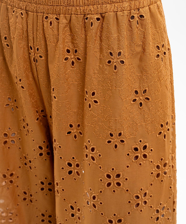 Ermanno Scervino Life Коричневі ажурні штани з вишивкою D484P603QYD зображення 5